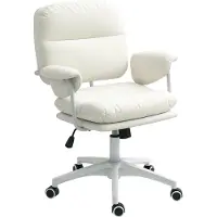 StarTech.com Silla de oficina - Silla de escritorio - Ergonómica - Función de balanceo - Altura ajustable - Acolchada - Imitación de cuero - Con reposabrazos - Blanca