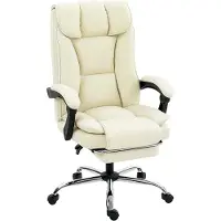 StarTech.com Silla de oficina - Silla de escritorio ergonómica - Respaldo ajustable - Reposapiés - Regulable en altura - Giratoria - Imitación de cuero - Beige