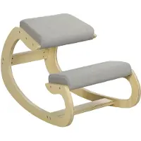 StarTech.com Silla ergonómica para las rodillas - Silla de oficina acolchada - Altura ajustable - Giratoria - Estructura de madera - Mejora la postura - Gris claro