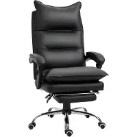 StarTech.com Silla de oficina - Silla de escritorio ergonómica - Regulable en altura - Giratoria - Con reposabrazos y reposapiés - Tapizada en cuero sintético - Color negro