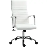 StarTech.com Silla de oficina ergonómica - Tapizada en cuero sintético - Regulable en altura - Giratoria - Con mecanismo de inclinación - Con reposabrazos - Color blanco