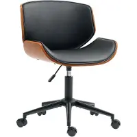 StarTech.com Silla de oficina - Silla de escritorio - Imitación de cuero - Regulable en altura - Giratoria - Acolchada - Estructura de madera - Color negro/marrón nogal