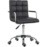 StarTech.com Silla de oficina - Silla de escritorio - Regulable en altura - Giratoria - Acolchada - Imitación de cuero - Estructura de metal - Color negro