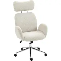 StarTech.com Silla de escritorio - Silla de oficina - Reposabrazos - Respaldo ajustable - Altura regulable - Giratoria - Mecanismo de inclinación - Aspecto bouclé - Color crema