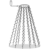 vidaXL Cadena de luces LED para árbol de Navidad, luces decorativas para interiores y exteriores, con 8 efectos de luz, conexión USB, 5 metros, 5W, multicolor, 250 cm