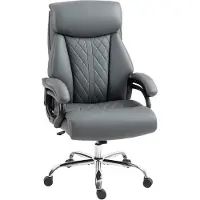 StarTech.com Silla de oficina ergonómica - Silla de dirección - Imitación de cuero - Estructura de metal - Respaldo alto con reposacabezas - Regulable en altura - Función de inclinación - Gris antracita