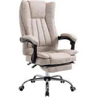 StarTech.com Silla de oficina - Silla de escritorio - Con reposapiés - Función de inclinación - Altura ajustable - Giratoria - Imitación de cuero - Beige/negro/plateado
