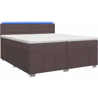 Syfax Cama con somier y colchón, color marrón oscuro, 200 x 200 cm, tapizada en tela