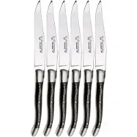 Laguiole En Aubrac 62C12CHAIH Sandvik 12C27, madera de ébano, juego de 6 cuchillos para carne