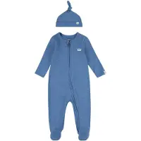 Levi's Unisex Footed Coverall & Hat Set Atlanticheather Talla: 6M | Ropa de Noche Outlet | kids