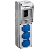 Elektromet Caja de distribución para edificios, 4 módulos, 3 enchufes de 16A, 2 polos más tierra (RSE-01), grado de protección IP54, referencia 942060