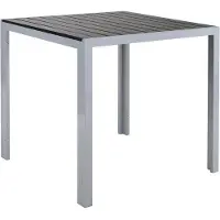 OEM Mesa de camping de aluminio y madera compuesta (WPC), 75x75 cm, gris oscuro, antideslizante, resistente a la intemperie