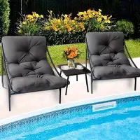 OEM Conjunto de muebles de jardín – Zona de estar de 3 piezas – Banco de jardín – Conjunto de sillones para balcón – Grupo de asientos – 3 piezas, color – Plegable y con respaldo ajustable
