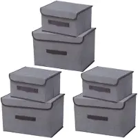 Merkloos Elzusha - Juego de 6 cajas de almacenamiento plegables con tapa, color gris