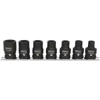Ks Tools 515.1106, juego de llaves de vaso, 1/2", 7 piezas, acero cromo-molibdeno, según las normas ISO 1174 y DIN 3121, peso: 1,45 kg