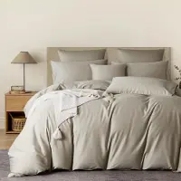 Merkloos Juego de funda de edredón de satén de algodón, color beige, de 200 x 200 cm, con cierre de cremallera e incluye 2 fundas de almohada
