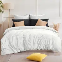 Merkloos Juego de ropa de cama de franela suave y cálida, de 155 x 220 cm, que incluye una funda de almohada de 80 x 80 cm, de color blanco liso y con textura suave