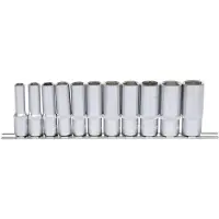 Ks Tools 911.0611, juego de llaves de vaso, 3/8", 11 piezas, acero cromo-vanadio, conforme a las normas DIN 3120, ISO 1174, DIN 3124, ISO 2725, peso: 750 g