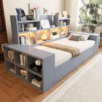 STILVORA : Sofá cama de 90/180x200 cm con espacio de almacenamiento, sofá convertible con compartimentos de almacenamiento, sofá de madera con toma de corriente e iluminación LED, sofá cama con cajones