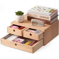 Merkloos Omgoods - Organizador de escritorio de madera con 3 cajones