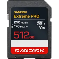 SanDisk SDXC Extreme Pro 512GB UHS-I- V30- U3- 250/170MB/s- 4K UHD