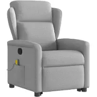 vidaXL Sillón de masaje con ayuda para levantarse, color gris nube, tapizado en tela