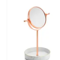 Merkloos Espejo de maquillaje giratorio de 360° en color rosa