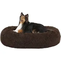 Merkloos Solidchoice: Cama ortopédica para perros con forma de rosquilla, suave y cálida, con base lavable