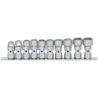Ks Tools 917.3940, juego de llaves de vaso, 3/8", 10 piezas, acero cromo-vanadio, según las normas DIN 3120 e ISO 1174, 1,1 kg