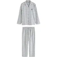 Next Pijama largo gris / gris moteado / blanco