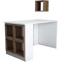 Skye Decor , Cajón - Blanco, Nuez; Escritorio - Blanco; Fabricado con tablero de partículas de alta calidad recubierto al 100% con melamina; Dimensiones: 120 x 65 x 75 cm