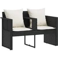 vidaXL Cama de jardín con sombrilla, color marrón, de polirratán, marca