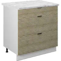 Vicco Mueble bajo de cocina Fame-Line Panel de roble 80 cm con 3 cajones, ET Mármol, Model 51414