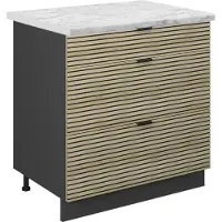 Vicco Mueble bajo de cocina Fame-Line Panel de roble 80 cm con 3 cajones, ET Mármol, Model 51424