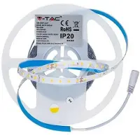 V-TAC Tira de LED VT-2835, 24V, tecnología SMD2835, 5 metros, 4W/metro, 90 LEDs/metro, luz blanca fría (6400K), 200 lúmenes/vatio, índice de reproducción cromática (CRI) >90, IP20 - SKU 2698