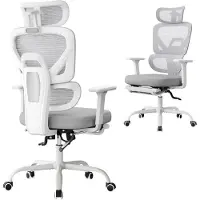 StarTech.com Silla de oficina ergonómica - Silla de escritorio - Altura ajustable - Respaldo de cabeza ajustable - Revestimiento de malla - Reposabrazos - Ruedas - Gris