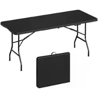 StarTech.com Mesa plegable para jardín - Mesa para camping - Para 8 personas - Resistente a la intemperie - 180 x 74 x 74 cm - Con bolsa de transporte - Color negro