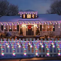 Lapamax Guirnalda de luces LED con forma de estrella, red de luces con 8 modos de iluminación, cortina de luces decorativa para Navidad, Halloween y fiestas, colorida
