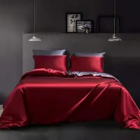 Merkloos Juego de funda de edredón de satén, 220 x 240 cm, con 2 fundas de almohada, reversible, de 3 piezas