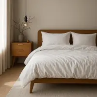 Merkloos Juego de funda de edredón de 155 x 220 cm con dos fundas de almohada de 80 x 80 cm, color blanco, 100% algodón, con cierre de cremallera