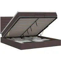 Syfax Cama otomana con colchón Marrón Oscuro 180 x 200 cm Tela