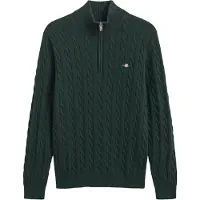 Gant para hombre. 8050603 Jersey de punto de ochos con media cremallera verde (L), Casual, Algodón, outlet 2026.