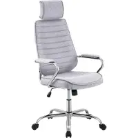 CLP Silla de oficina ergonómica Rako, silla de escritorio con altura ajustable y giratoria, tapizada en tela, con reposacabezas y reposabrazos acolchados, color: gris claro