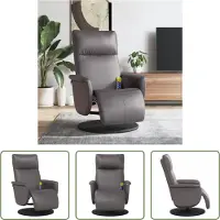 The Living Store Sillón de masaje "" con reposapiés, color gris, tapizado en cuero sintético