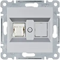 Hager Caja de datos individual lumina, conector RJ45, categoría 5e, cable UTP, color plateado, modelo WL2112