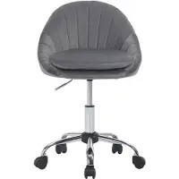StarTech.com Silla de oficina - Silla de estética - Ergonómica - Regulable en altura - Giratoria - Con ruedas - Acolchada - Terciopelo gris oscuro