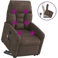 vidaXL Sillón de masajes con ayuda para levantarse, color marrón, tejido de microfibra