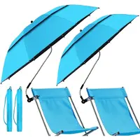 Merkloos Omgoods - Juego de 2 parasoles para playa con sistema de sujeción - Protección solar ajustable 360°