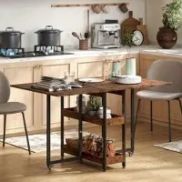 OEM Banco de jardín plegable – Mesa plegable – Superficie de mesa abatible – Mesa de jardín – Banco de jardín de madera – Color marrón rústico – 133x80x75 cm – Plegable con 2 aberturas
