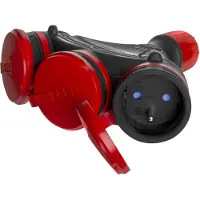 PLAST-ROL GN-X3/54 W-01156 NEGRA/ROJA, grado de protección IP54, 16A, 250V, NEGRA/ROJA, regleta de enchufes con 3 tomas